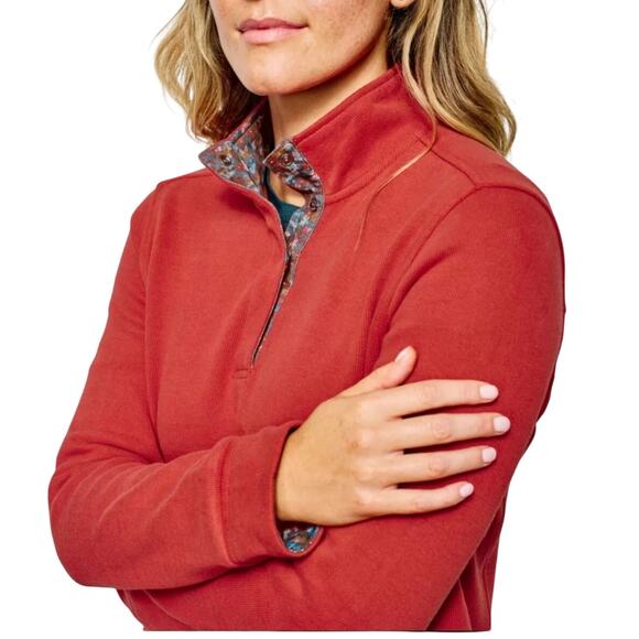 Orvis Signature Softest red floral lined quarter zip sweater SIZE S - Picture 7 of 7